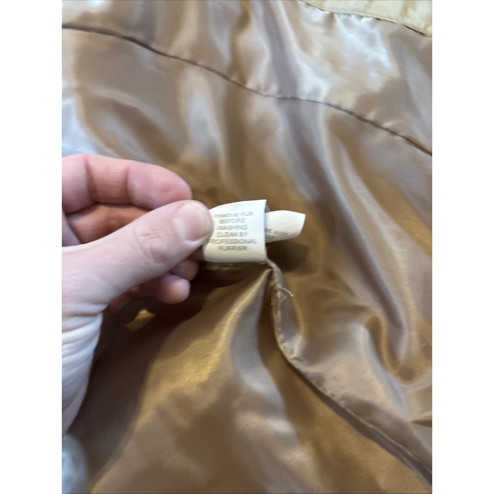 Michael Kors Beige Down Filled Puffer Jacket Womens Medium M Raccoon‎ Fur - Picture 8 of 10